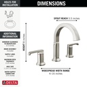 Delta 35588-SS-PR-DST Tetra Two Handle Widespread Bathroom Faucet