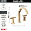 Delta 355887-CZ-PR-DST Tetra Two Handle Widespread Bathroom Faucet