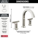 Delta 355887-SS-PR-DST Tetra Two Handle Widespread Bathroom Faucet