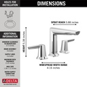 Delta 3571-PR-MPU-DST Two Handle Widespread Bathroom Faucet