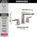 Delta 3571-SS-PR-MPU-DST Two Handle Widespread Bathroom Faucet