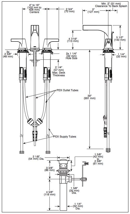 Delta 3574-CSMPU-DST Zura Two Handle Widespread Lav Dst 
