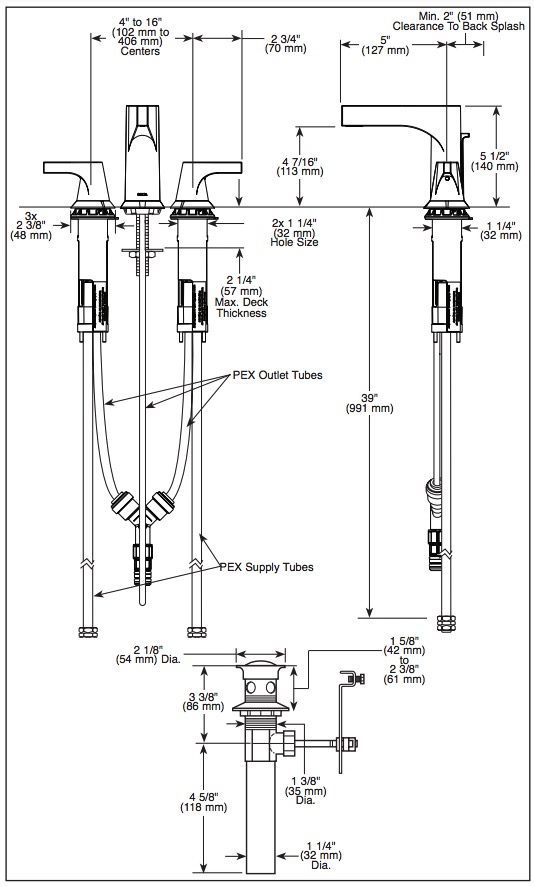 Delta 3574-MPU-DST Zura Two Handle Widespread Lav Dst 