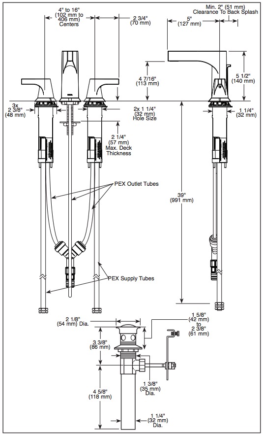 Delta 3574-SSMPU-DST Zura Two Handle Widespread Lav Dst 