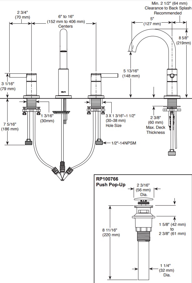 Delta 35749LF Widespread Bathroom Faucet 2L