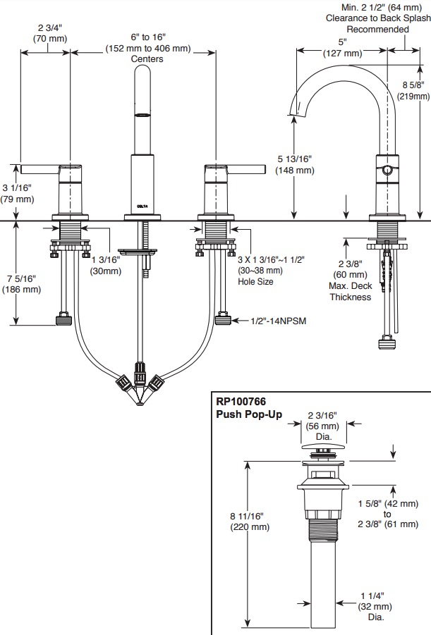 Delta 35749LF-GZ Widespread Bathroom Faucet