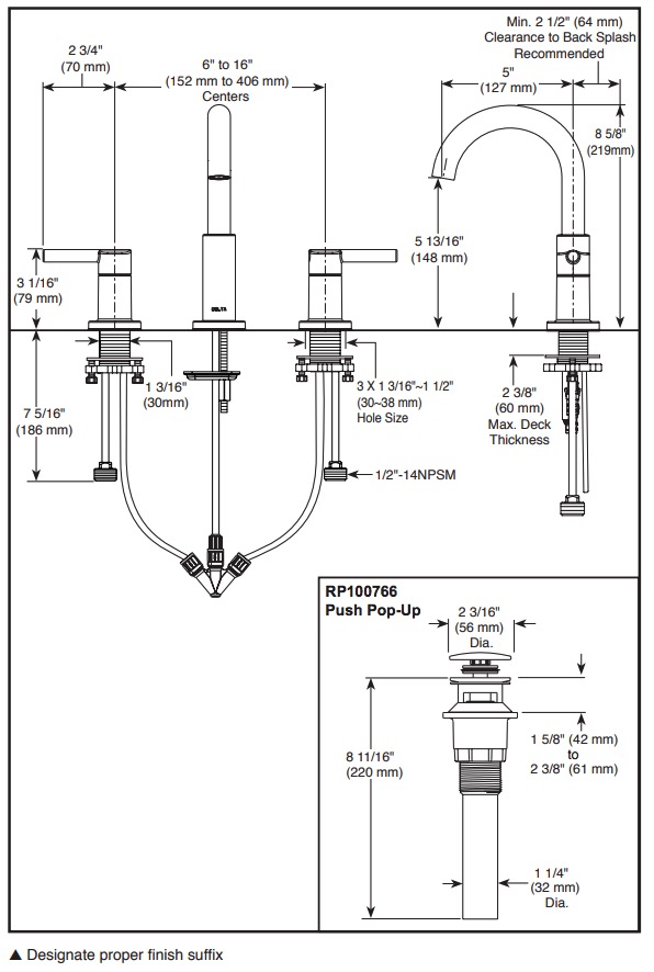 Delta 35749LF-SS Widespread Bathroom Faucet 2L