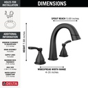Delta 35775-BLPD-DST Stryke Bath Collection Two Handle Widespreadh Pull Down Bathroo