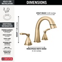 Delta 35775-CZPD-PR-DST Stryke Bath Collection Two Handle Widespreadh Pull Down Bathroo