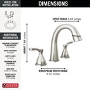Delta 35775-SSPD-PR-DST Stryke Bath Collection Two Handle Widespreadh Pull Down Bathroo