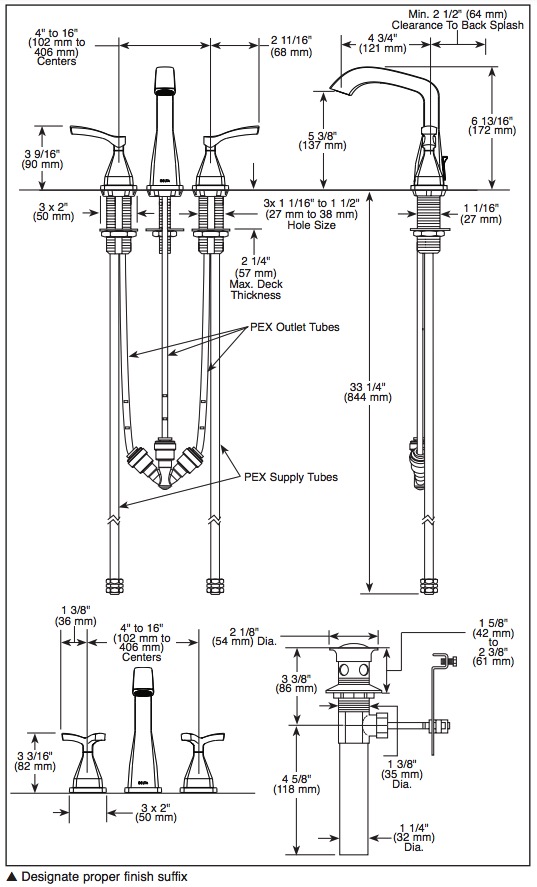 Delta 35776-BLMPU-DST Stryke Widespread Faucet 