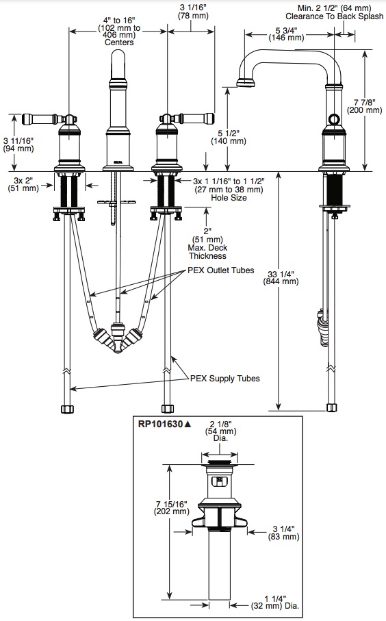 Delta 3584-BL-DST Two Handle Widespread Bathroom Faucet
