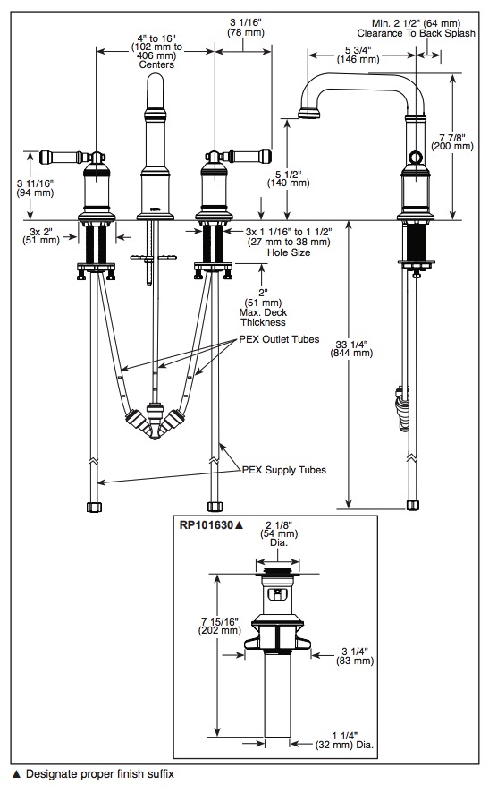 Delta 3584-PR-DST Two Handle Widespread Bathroom Faucet