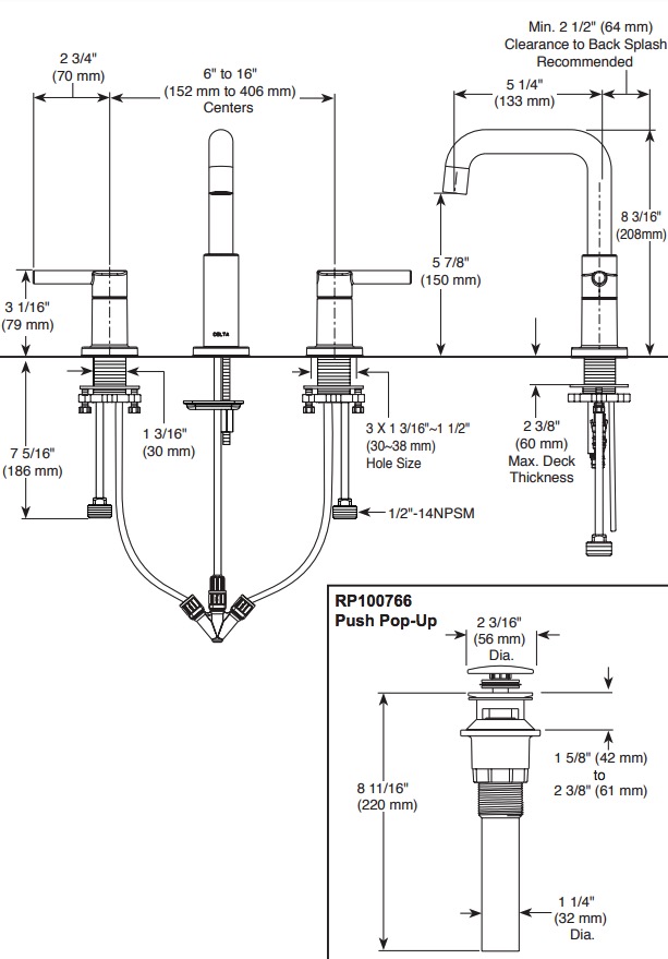 Delta 35849LF-GZ Widespread Bathroom Faucet