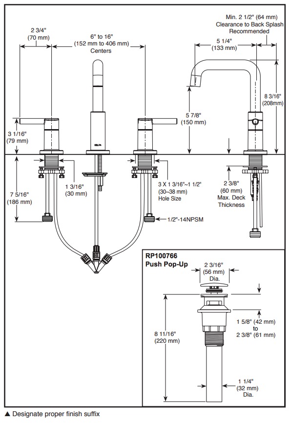 Delta 35849LF-SS Widespread Bathroom Faucet 2L