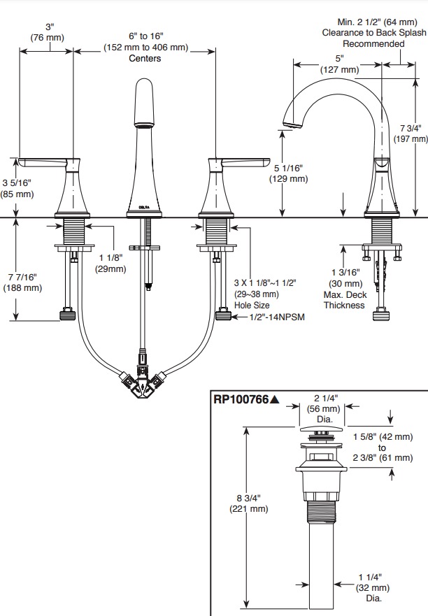 Delta 35860LF-SP Greydon Widespread Bathroom Faucet 2L