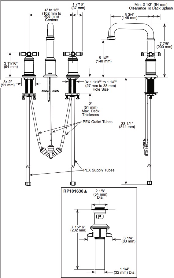 Delta 3587-BL-DST Two Handle Widespread Bathroom Faucet