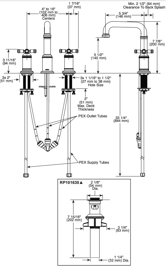 Delta 3587-CZ-PR-DST Two Handle Widespread Bathroom Faucet