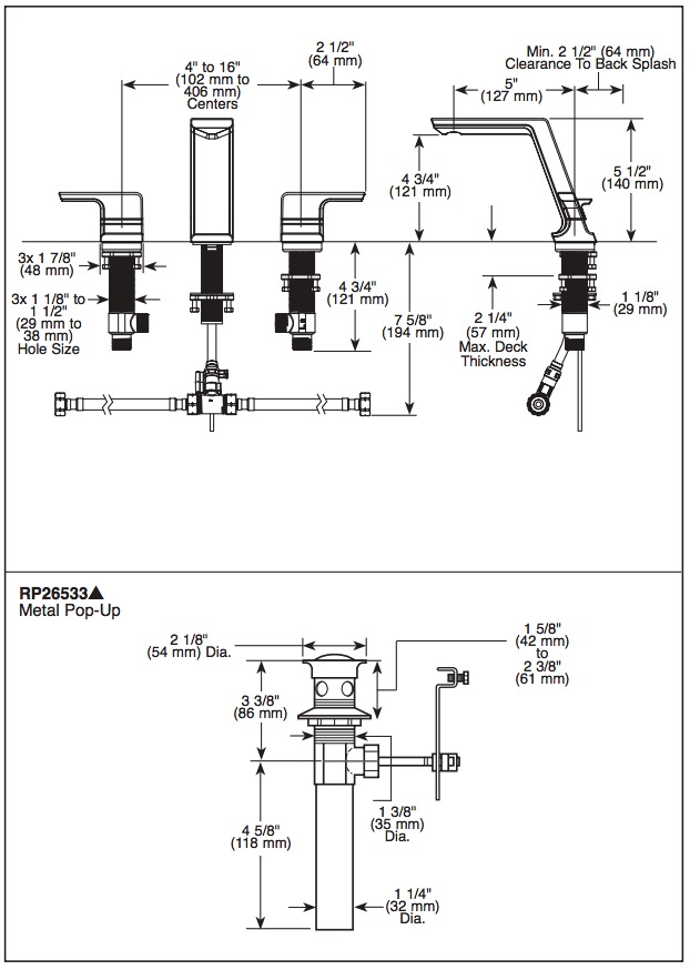 Delta 3599LF-PR-MPU Widespread Faucet