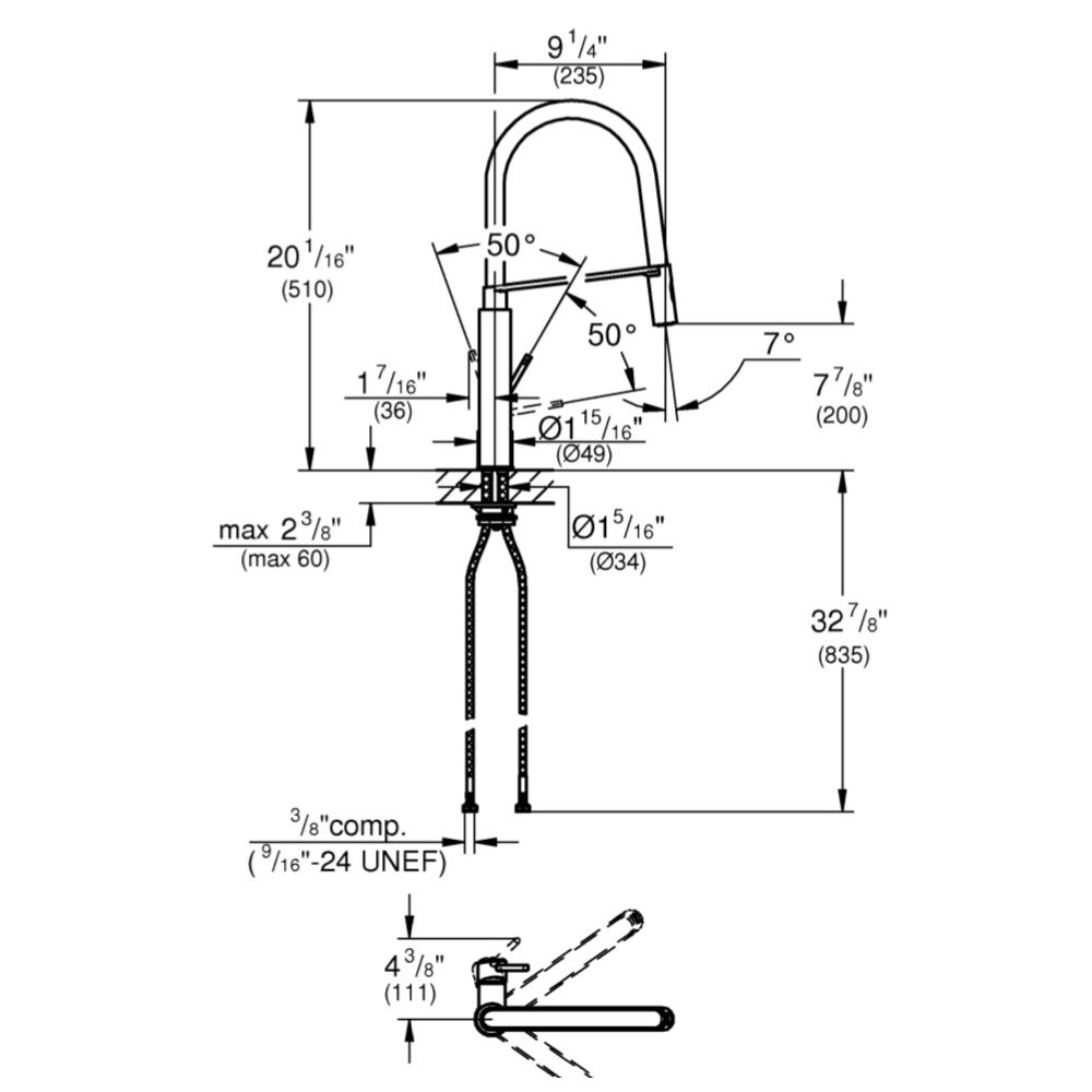 Grohe 31492DC0 Concetto Professional Single Handle Kitchen Faucet Super Steel 2