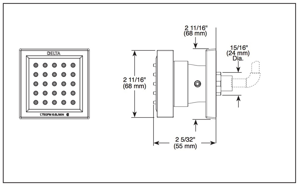 Delta 50150-BL Surface Mount Body Spray 