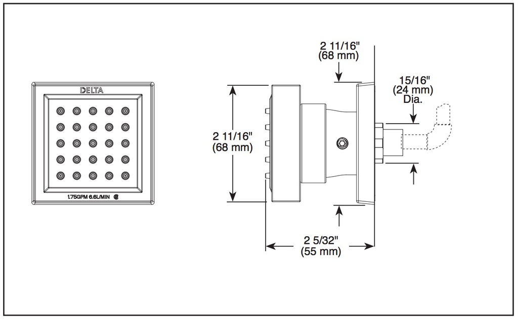 Delta 50150-PN-PR Surface Mount Body Spray