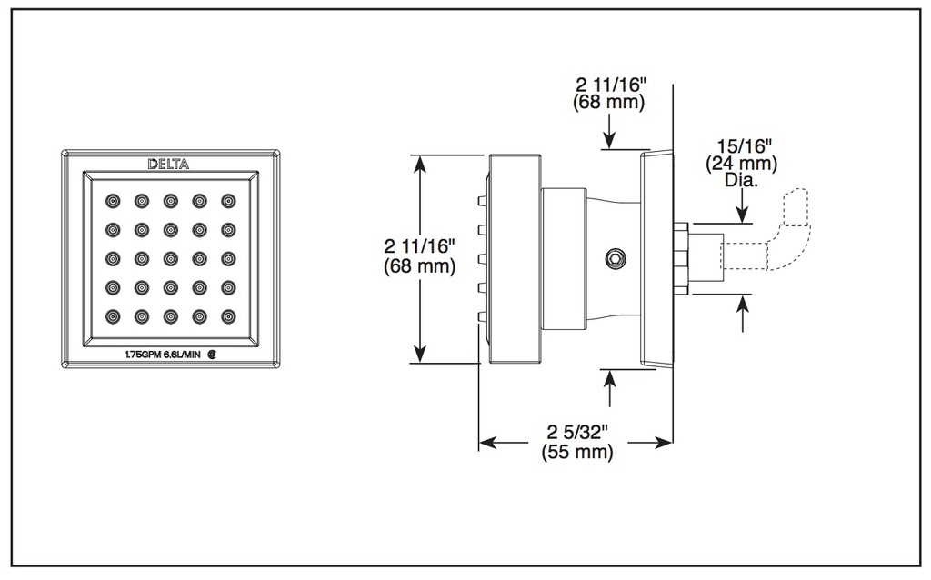 Delta 50150-PR Surface Mount Body Spray