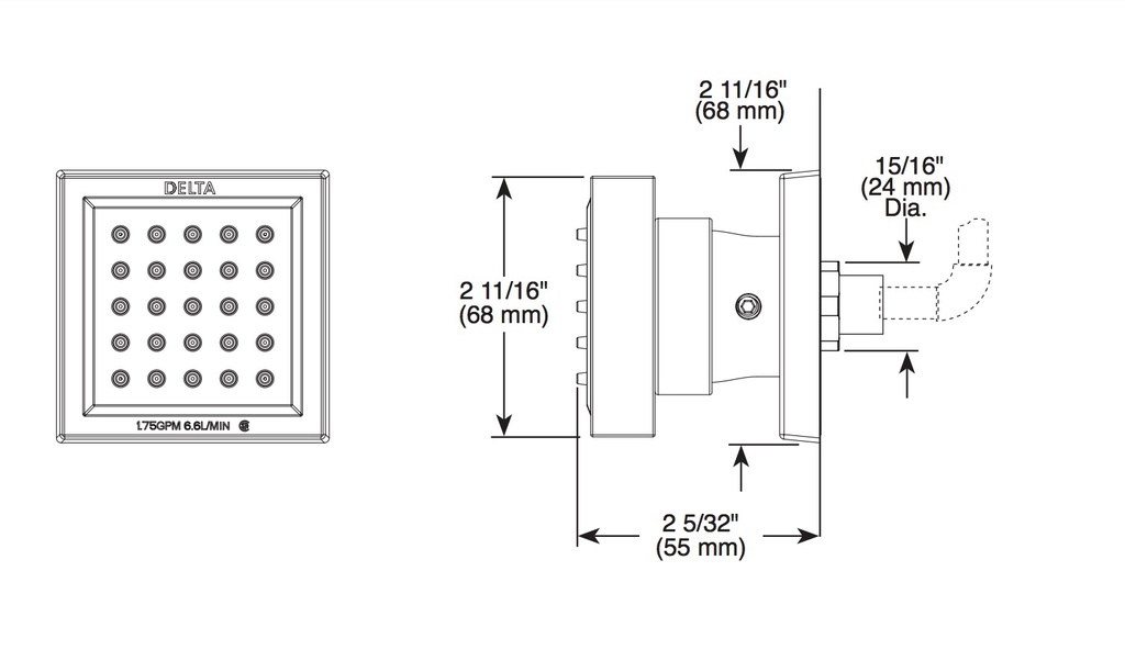 Delta 50150-SS-PR Surface Mount Body Spray