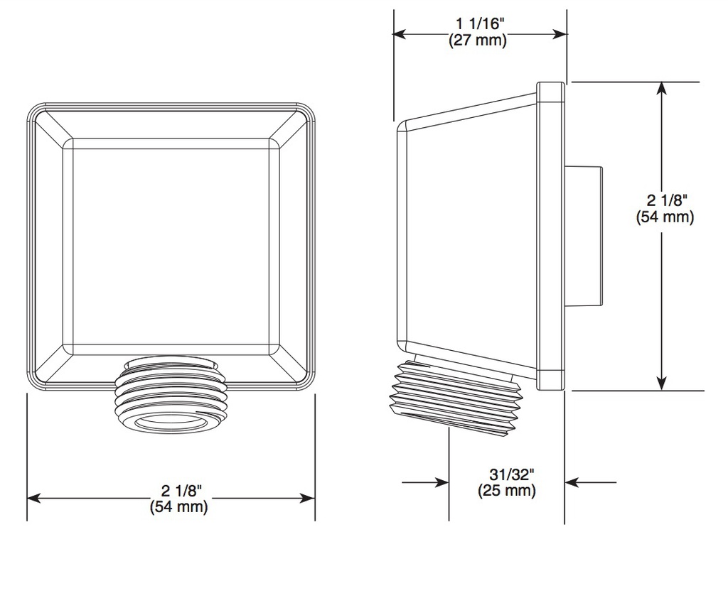 Delta 50570-BL Square Wall Elbow For Handshower Matte Black