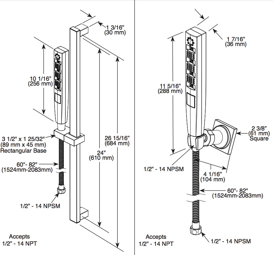 Delta 51140-PR H2O Hand Shower 1.75 Gpm W/ Slide Bar 4S