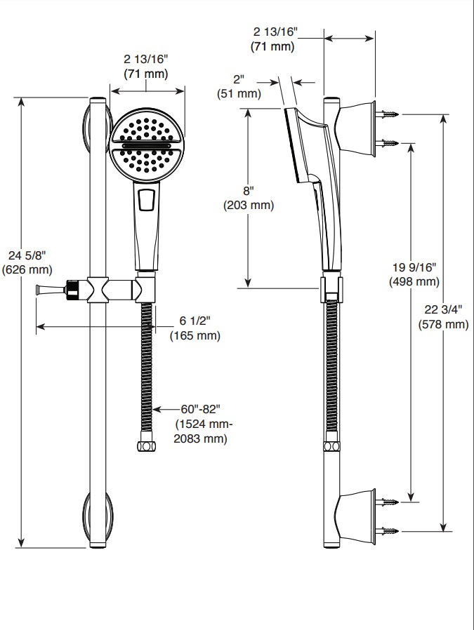 Delta 51386-BL 3-Setting Slide Bar Hand Shower