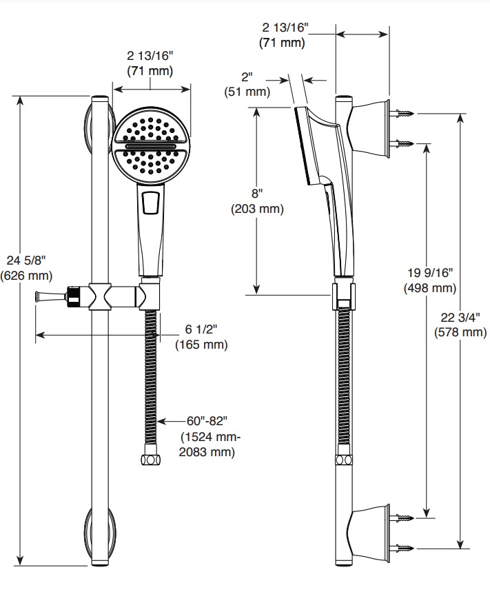 Delta 51386-PR 3-Setting Slide Bar Hand Shower