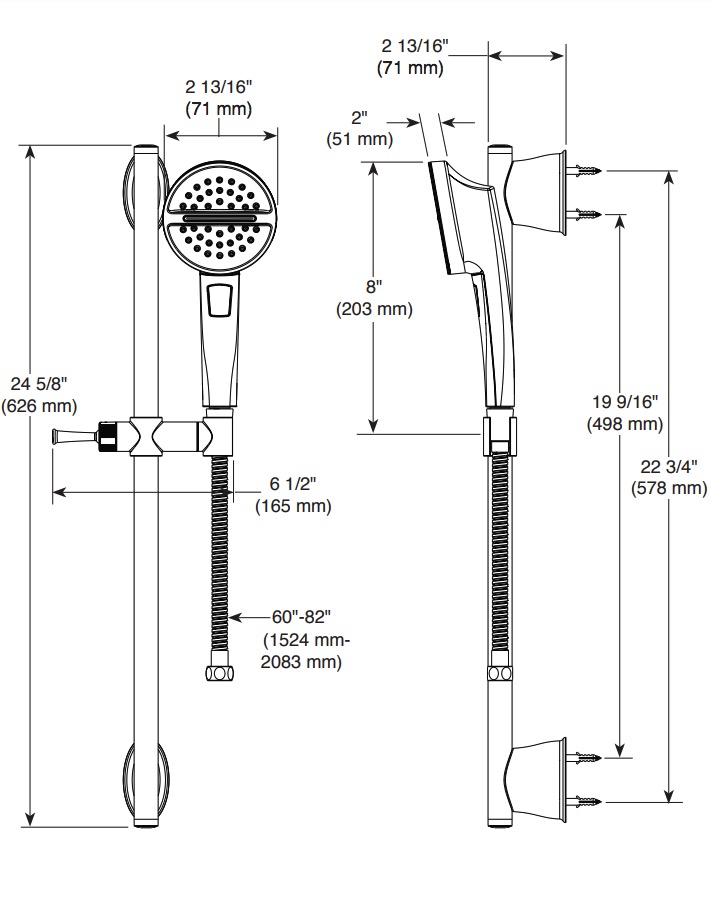 Delta 51386-SS-PR 3-Setting Slide Bar Hand Shower