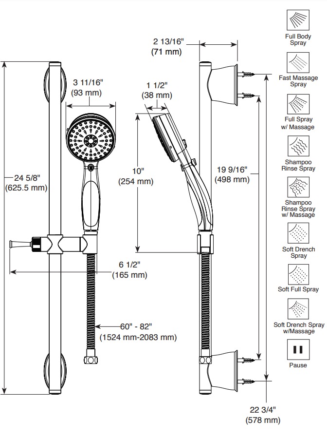 Delta 51549-CZ Activtouch Slide Bar Hand Shower 