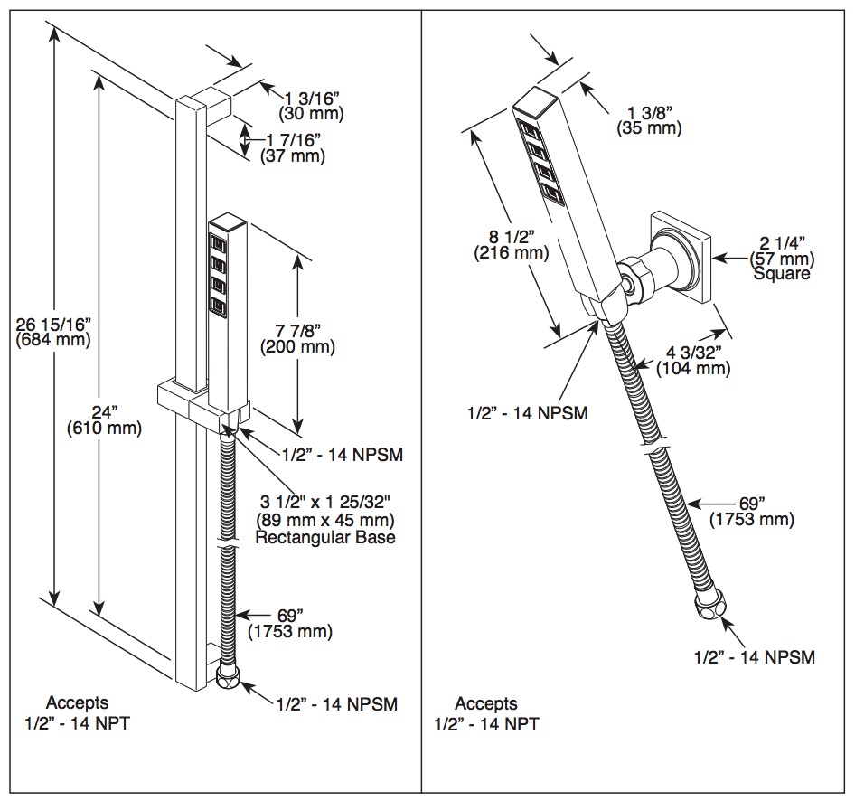 Delta 51567-PR Slide Bar Hand Shower With H2Okinetic