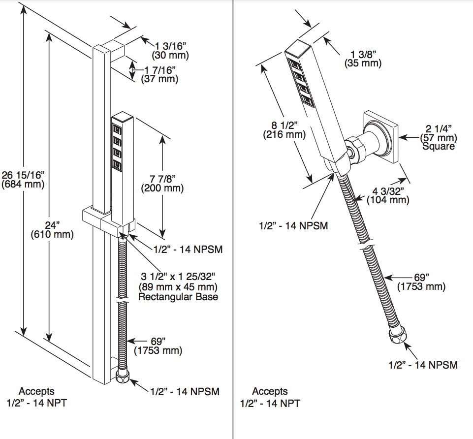 Delta 51567-SS-PR Slide Bar Hand Shower With H2Okinetic