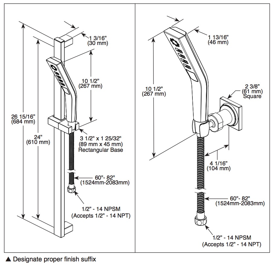Delta 51799-PR 3-Setting H2Okinetic Slide Bar Handshower
