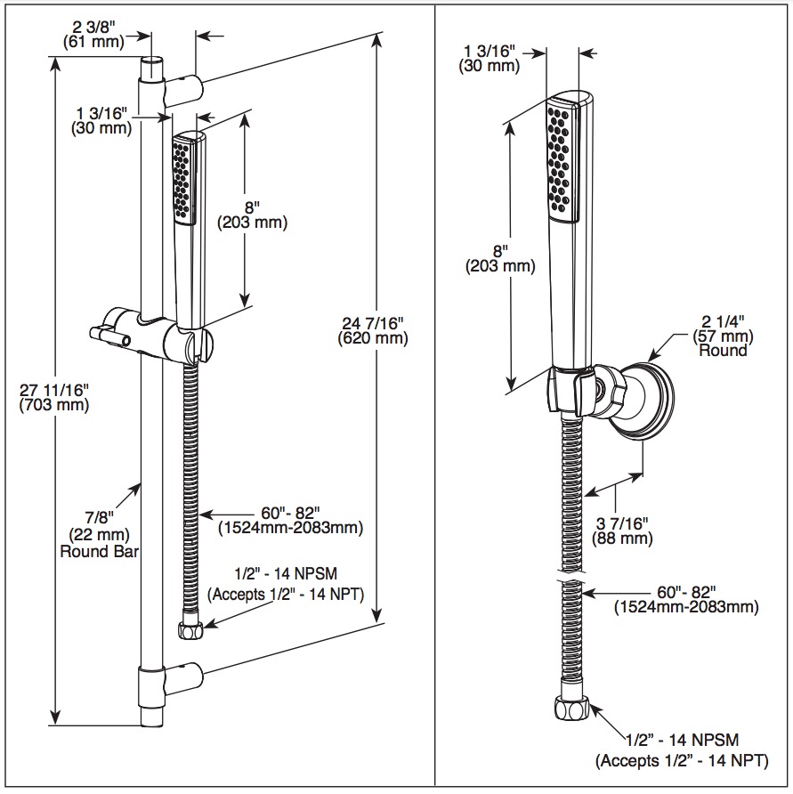 Delta 51808-SS-PR Slide Bar Mount Hand Shower 1.75 Gpm