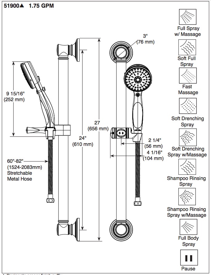Delta 51900 Traditional Decorative Ada Shower Kit Traditional 