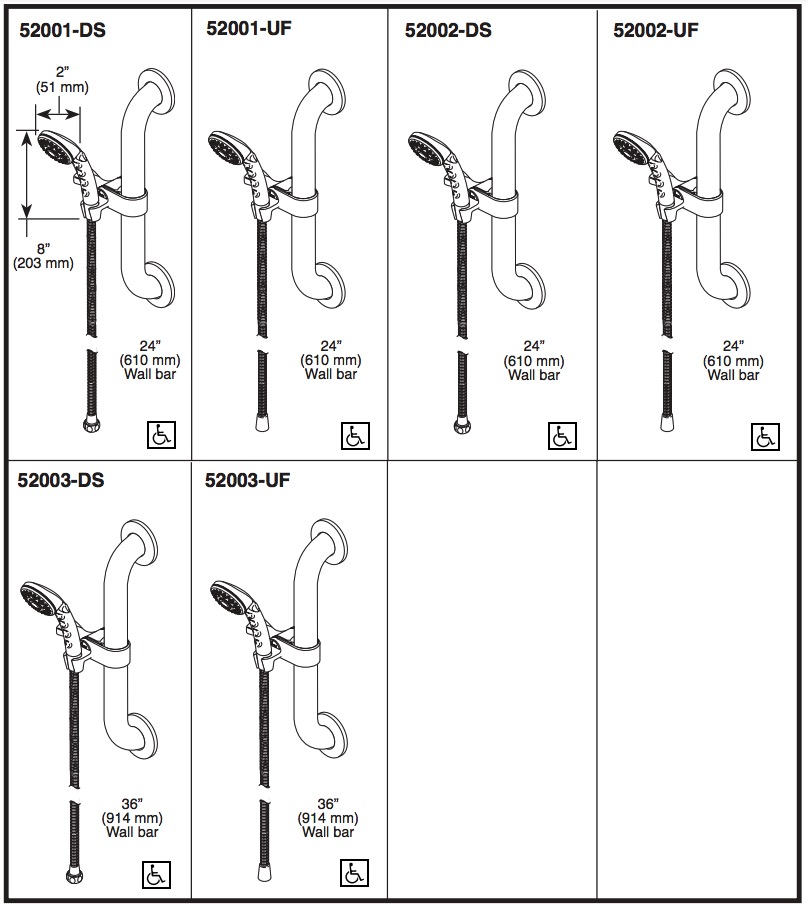 Delta 52003-DS Pb Pause Hand Shr W/ 36" Wall Gb, Slide, 60" Extendible Hose