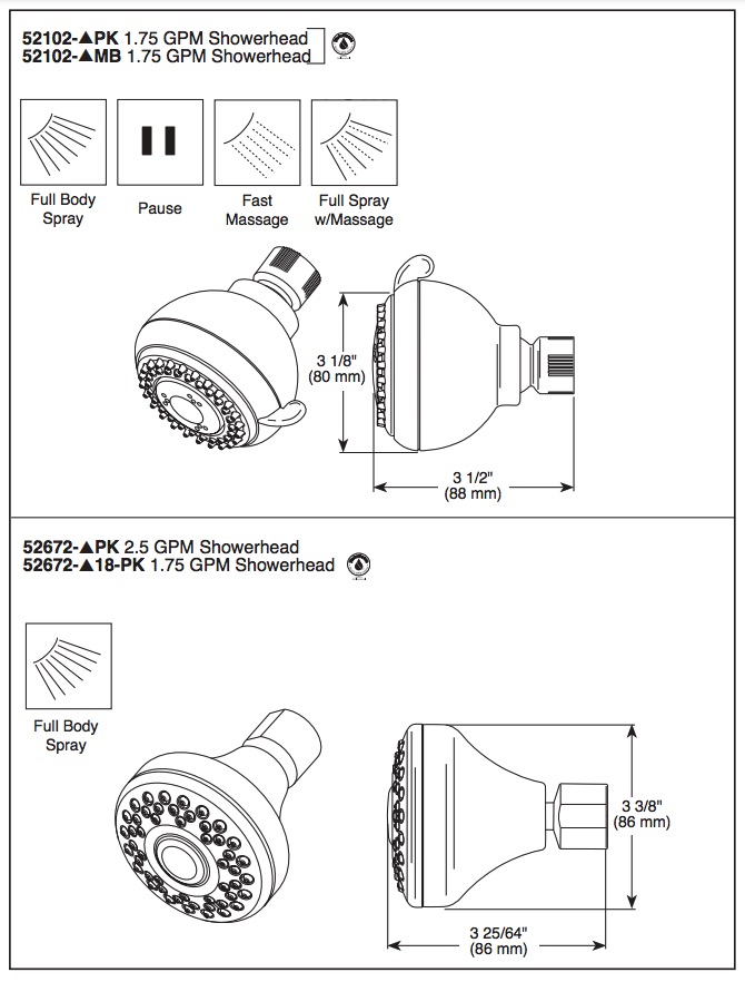 Delta 52102-MB 4-Setting Showerhead 