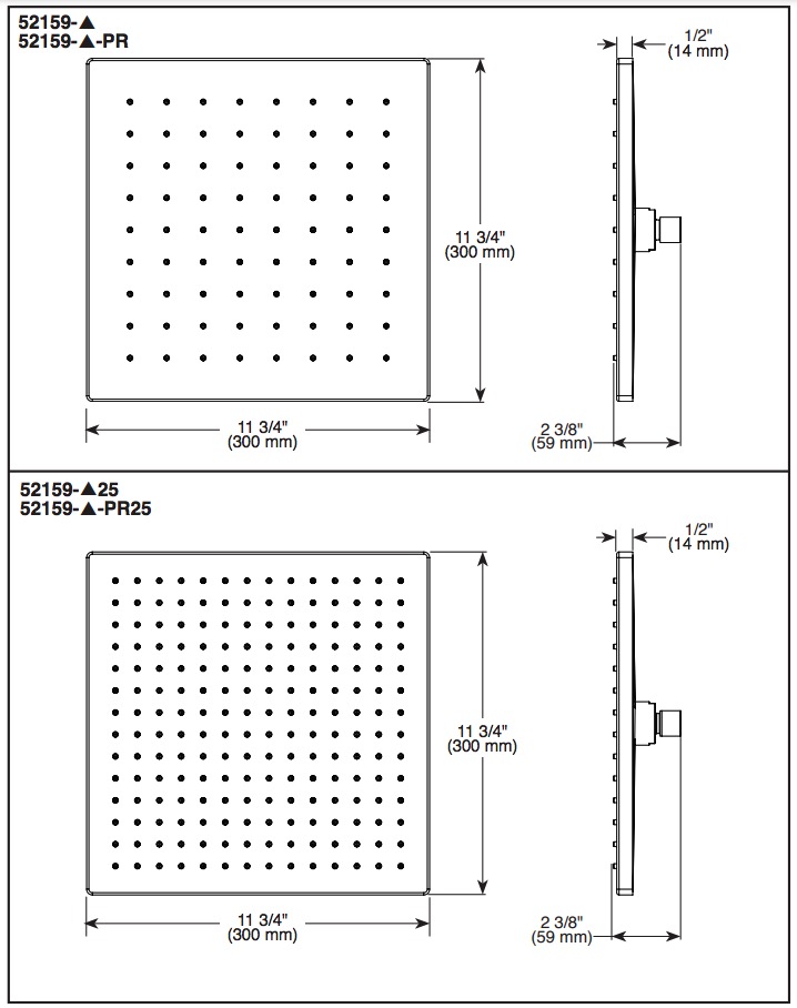 Delta 52159-SS-PR Raincan Single-Setting 12" Metal