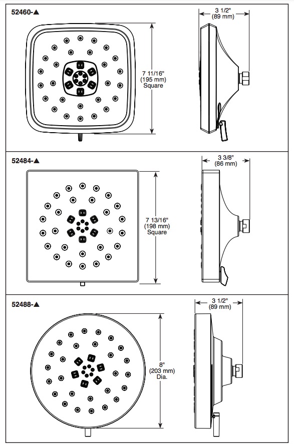Delta 52484-BL H2Okinetic 4-Setting Shower H Ead 