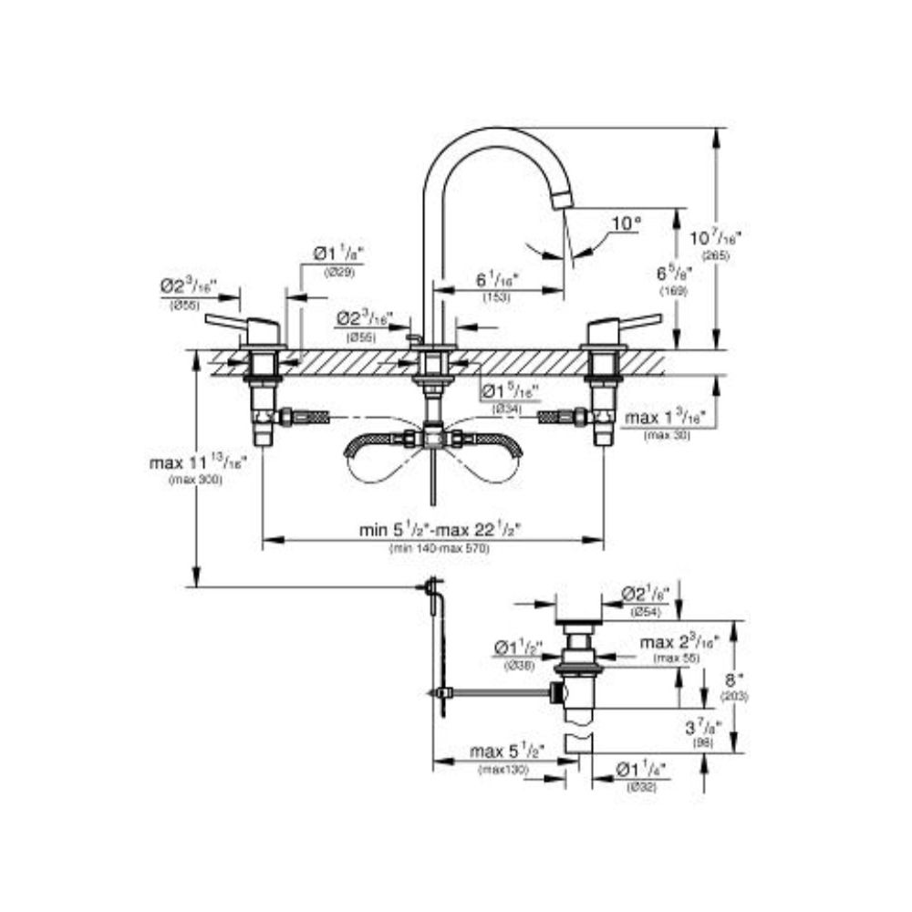 Grohe 20217ENA Concetto 8" Widespread L Size Bathroom Faucet Brushed Nickel 2