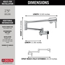 Delta 1165LF Pot Filler Faucet Wall Mount Chrome