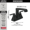 Delta 2564-BLMPU-DST Ashlyn Two Handle Centerset Lavatory Faucet 