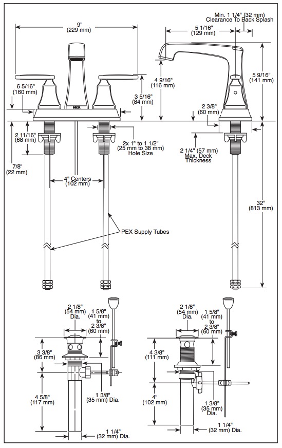 Delta 2564-BLMPU-DST Ashlyn Two Handle Centerset Lavatory Faucet 