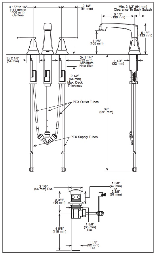 Delta 3564-BLMPU-DST Ashlyn Two Handle Widespread Lavatoryfaucet 