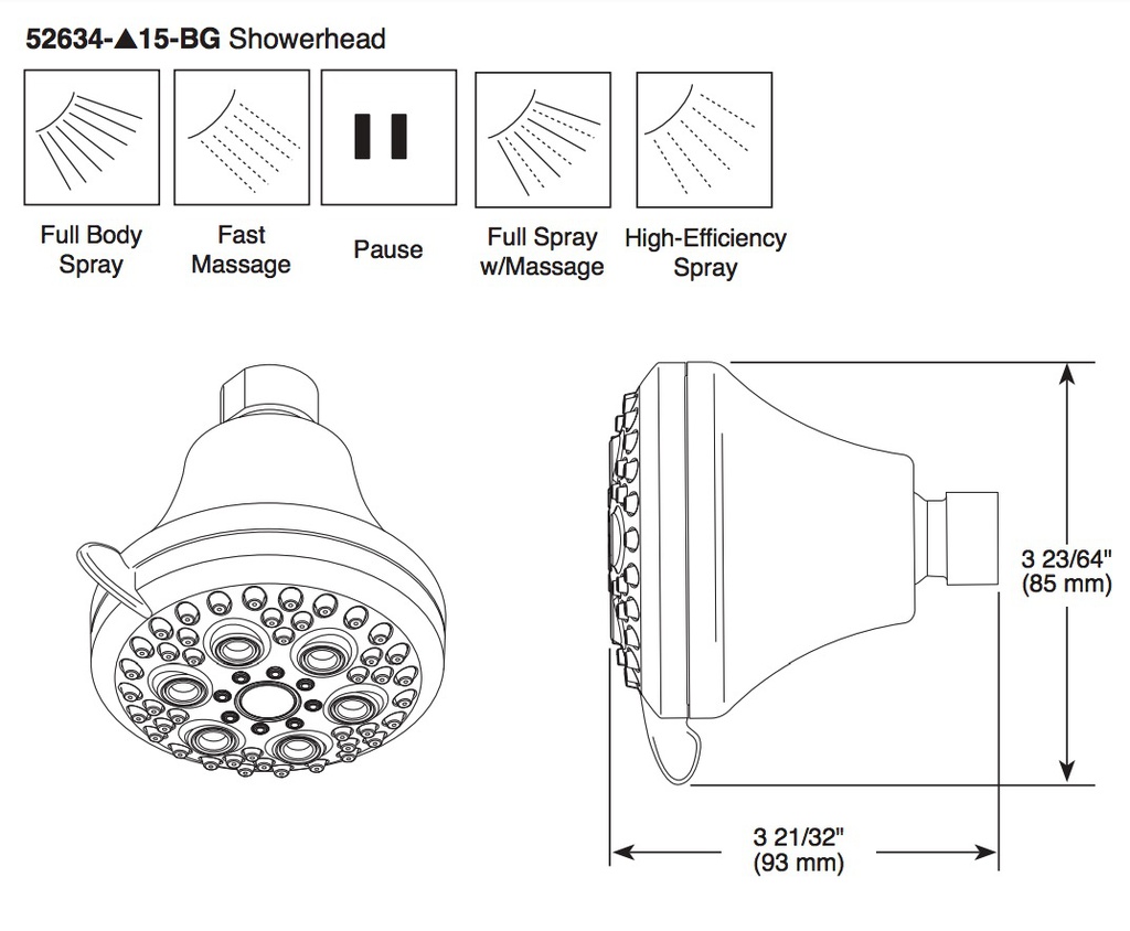 Delta 52634-15-BG Water Efficient Showerhead 
