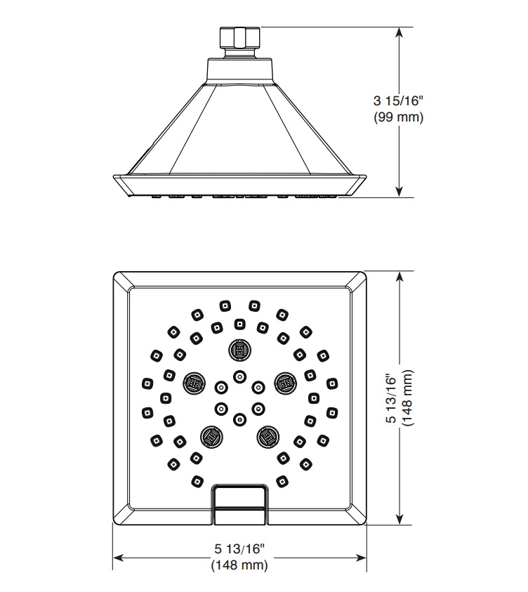 Delta 52664-KS-PR 5-Setting H2Okinetic Ang Mod Raincan